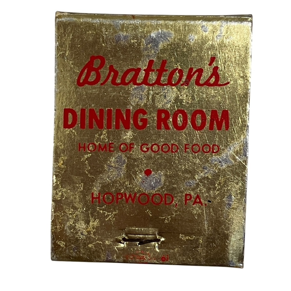 Bratton's Restaurant Catering Service Hopwood Pa Vintage Matchbook Advertising